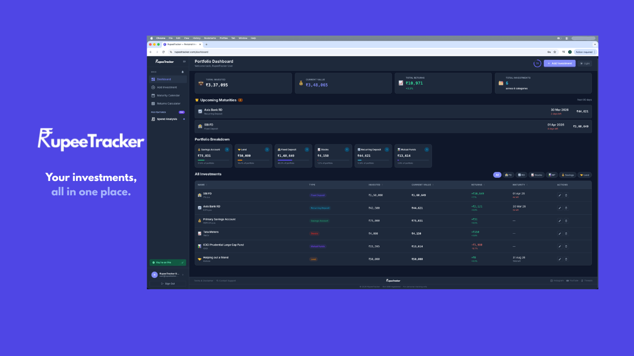 RupeeTracker — Free Investment Tracker for Indian Investors